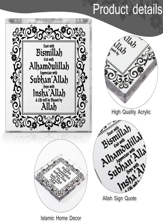 Yookeer Islamic Acrylic Desk Decor Ramadan Decoration for Home 5 Inch Eid Mubarak Sign Hajj Mubarak Table Ornament Start and End with Allah Appreciate and Hope with Allah Birthday Gift(Black) - Image 3